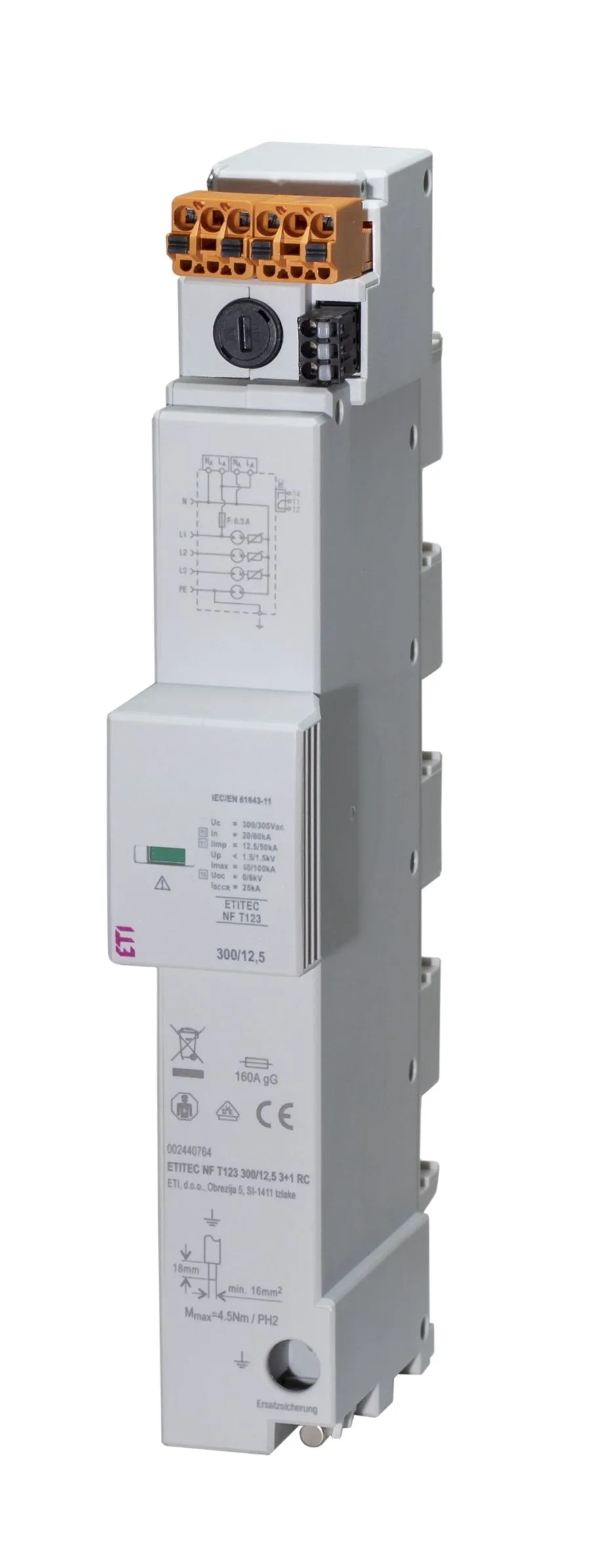 Обмежувач перенапруги ETITEC NF T123 300/12,5 3+0 RC 002440761