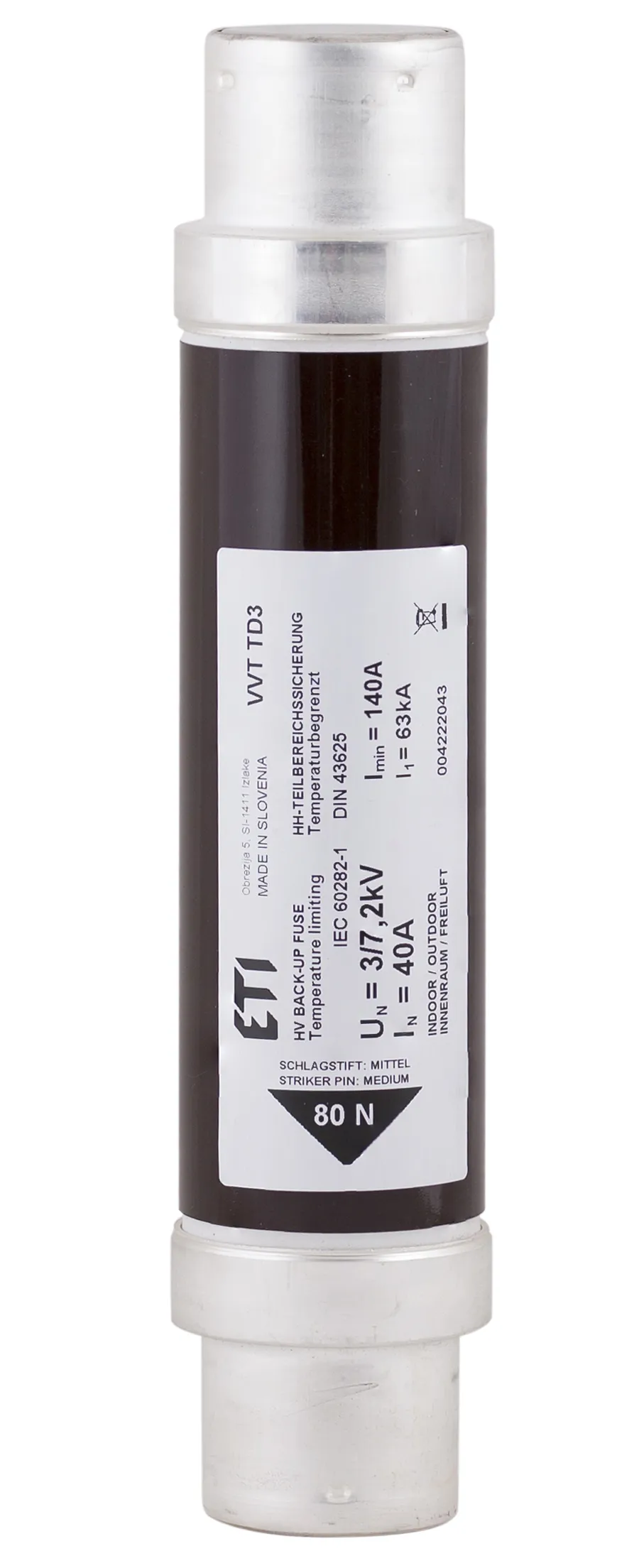 Запобіжник VVC3 7,2kV/2A 004220003