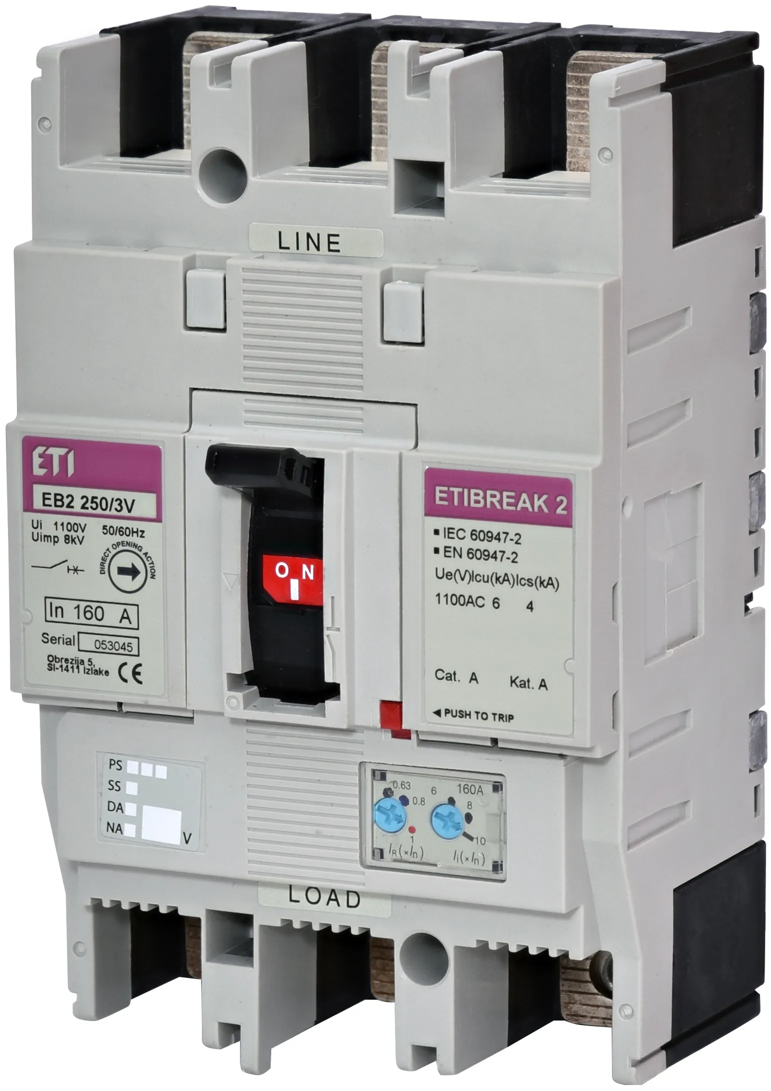 Автоматич. вимикач в литому корпусі EB2 800/3VE 800A 3p 1100V 004671381