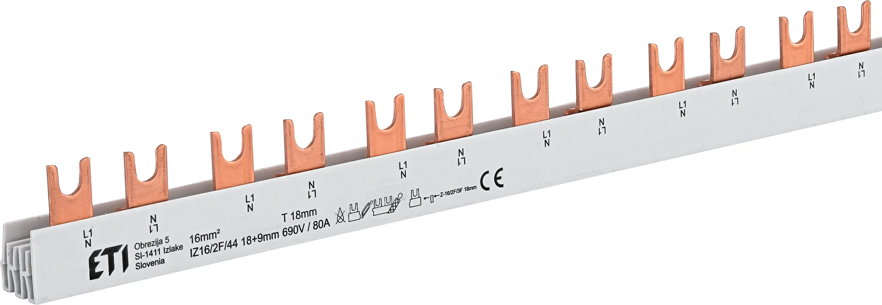 Шина електромонтажна IZ16/2F/44 18+9mm 002921233