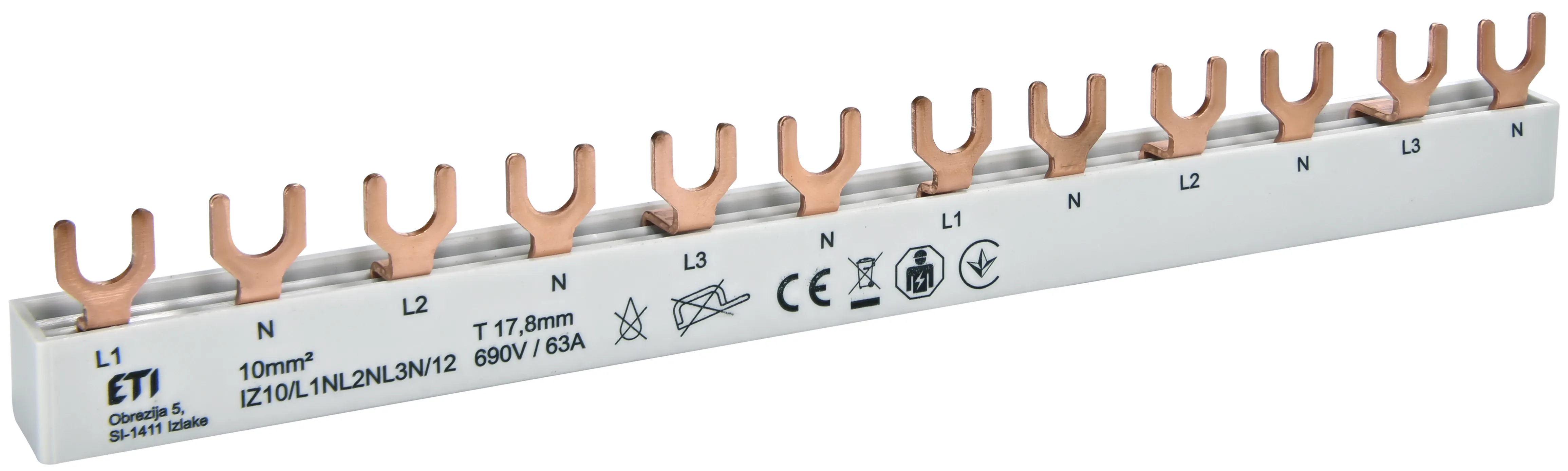 Шина електромонтажна IZ10/L1NL2NL3N/12 002921268