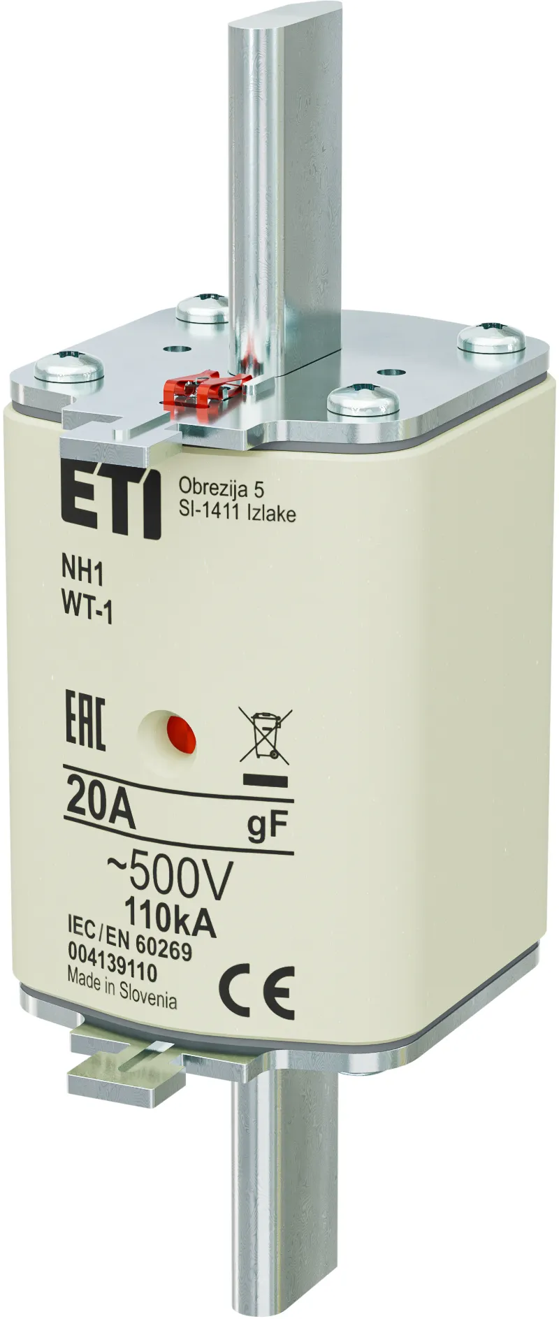 Запобіжник NH1/WT-1 gF 20A/500V 004139110